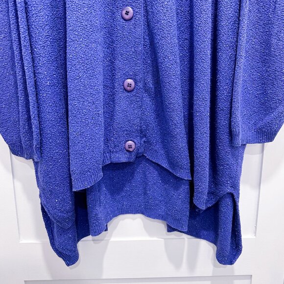 Vtg Stephanie Schuster Cardigan Sweater Oversized Blue OS Knit XXL Plus - Picture 3 of 5